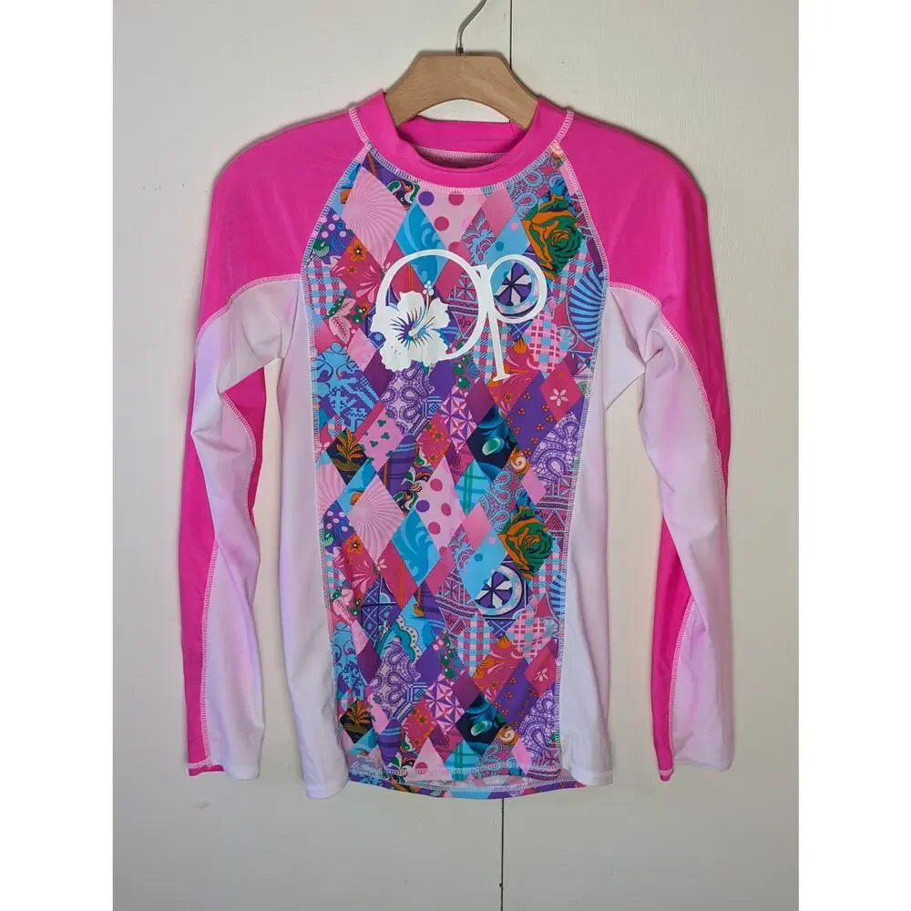 Ocean Pacific Girls Long Sleeve Swim Shirt XL